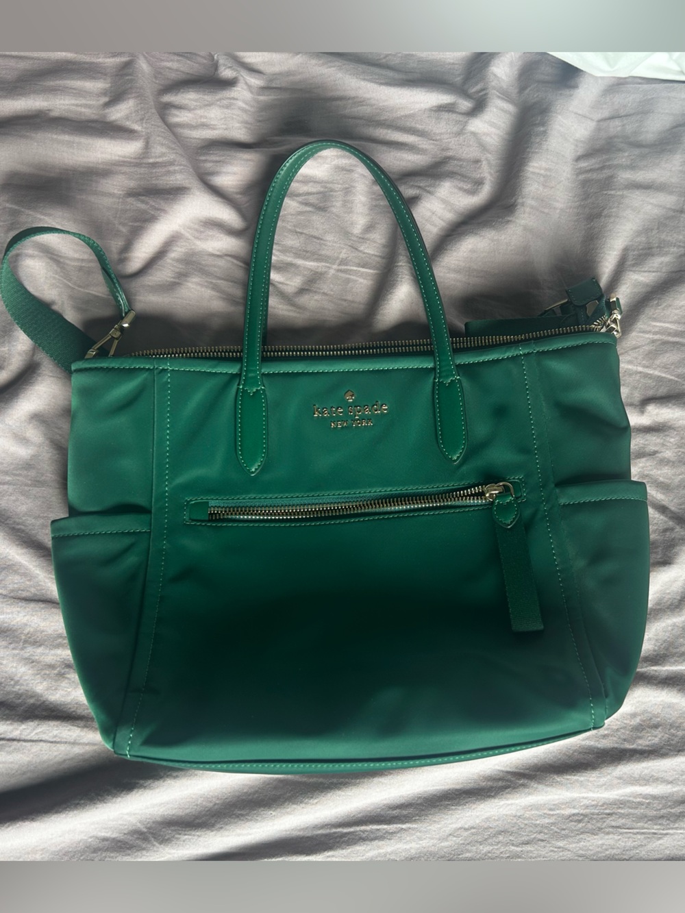kate spade Green Tote with Front Zip Pocket